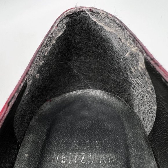 Stuart Weitzman Red Velvet Floral Block Heel Pumps Size 6 1/2 Career Workwear - Picture 11 of 12